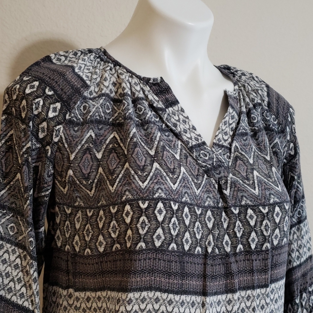 Cynthia Rowley Silk Blouse | Gray & Black Women's Size XS - Picture 2 of 8